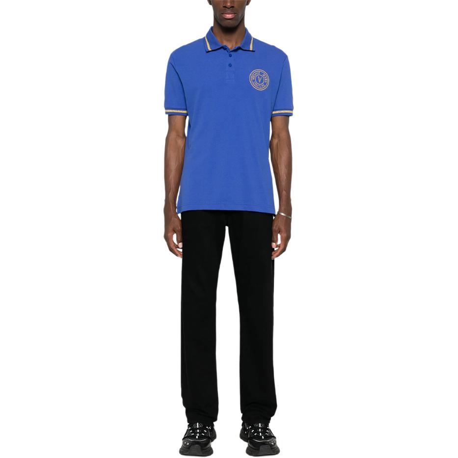 VERSACE JEANS COUTURE SS24 Polo Shirt Men's Royal Blue 76GAGT02-CJ01T-G20