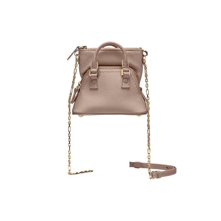 Maison Margiela 5AC Регулируемый Chain Strap Застежка-молния Кожа козы Сумка на плечо Женская сумка на плечо Розовый SB1WG0022P5348T4310