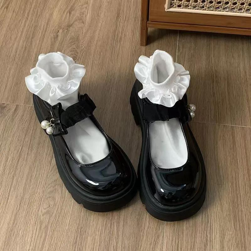 2024 New Fashion Versatile Round Head Female Mary Jane Comfortable Thick Bottom Bow Shallow Mouth Spring and Autumn Zapatos