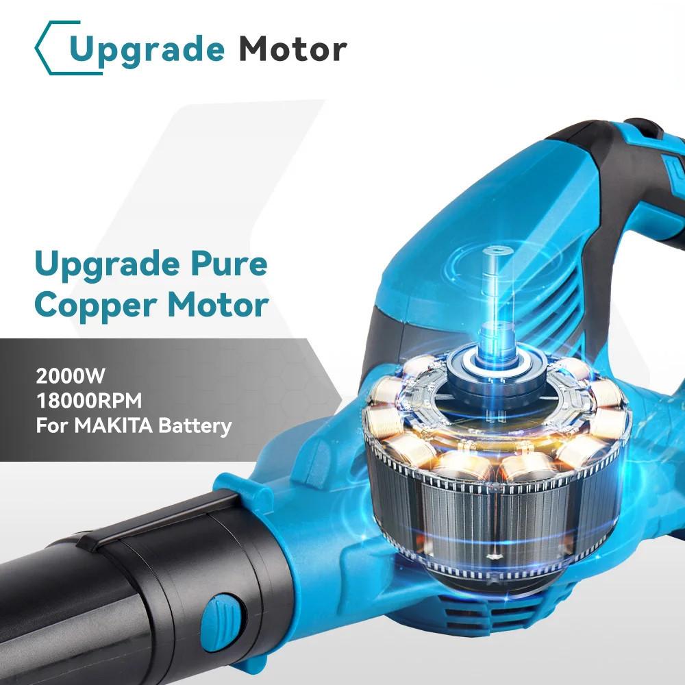 2000 Вт Мощный Портативный Электрический Воздуходув Ручной Беспроводной Воздуходув для Сдувания Пыли Садовый Инструмент для Аккумулятора 18 В