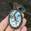 Tibetan Turquoise Gemstone Copper Wire Wrap Jewelry Pendant 3.03