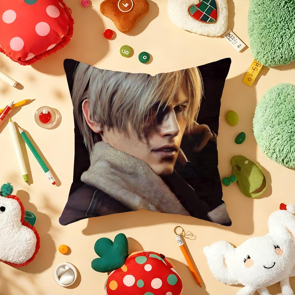 L-Leon K-Kennedy Cushion Cover Plush Fabric Soft Double-Sided Printed Sofa Warm Winter Home Gift Pillow Cover