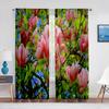 Pink Magnolia Spring Flowers Sheer Curtains for Living Room Bedroom Kitchen Hotel Decoration Chiffon Tulle Voile Window Curtain