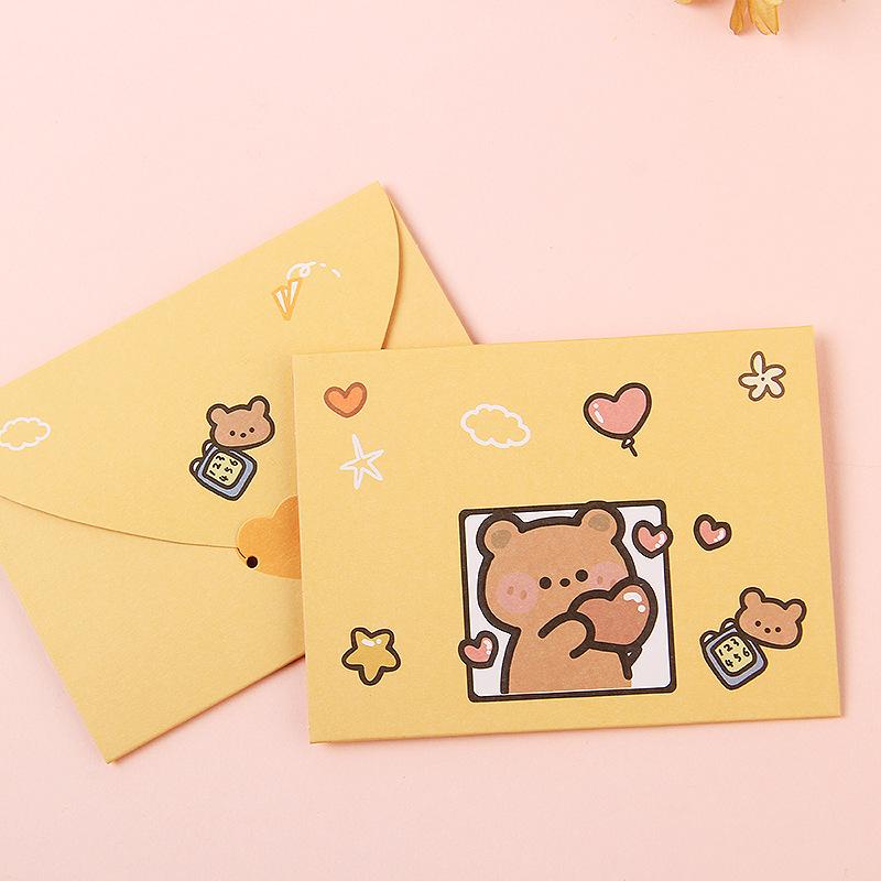 10 шт. Медведь Кролик Благословение Конверт для денег Мультфильм Декорация Бумага для писем Складной Красивая Мультяшная Открытка