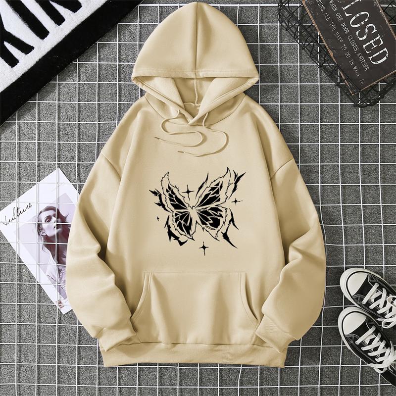 Autumn Winter Women's Thickened Fleece Hoodie Casual Long Sleeve Fashion Outerwear Printed Sweatshirt Comfortable