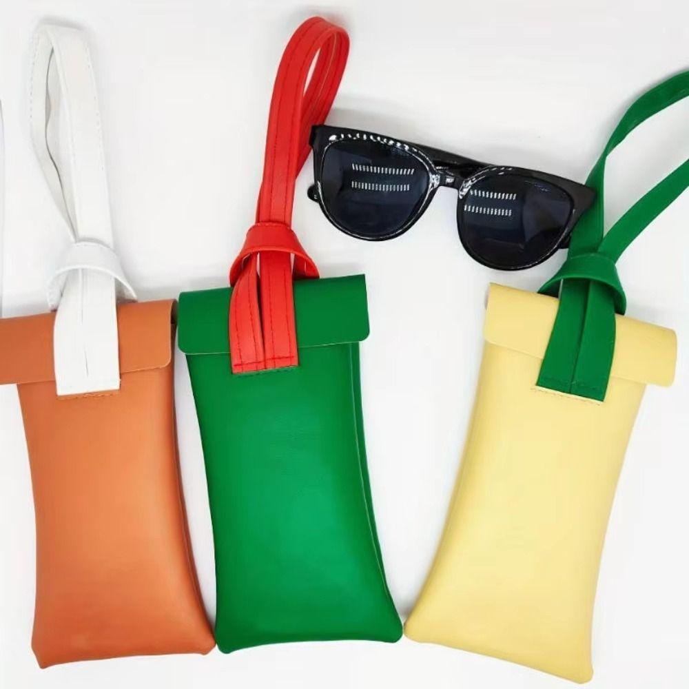 With Wristband Glasses Storage Pouch Color-Block Glasses Case New Sunglasses Bag