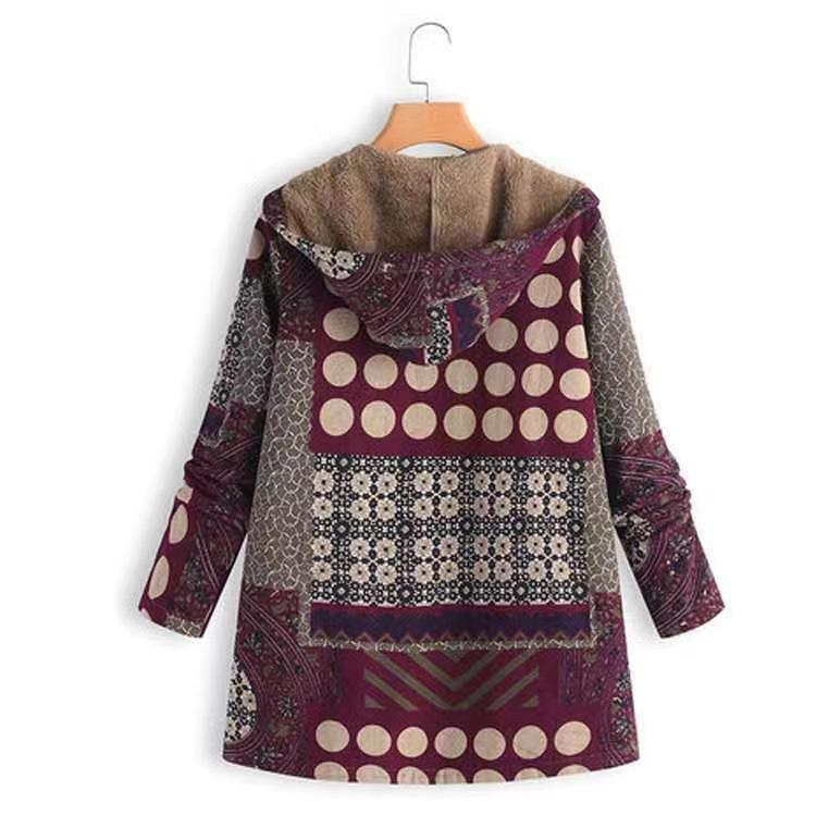 Женская куртка с капюшоном из хлопка и конопли, свитер, плюшевая куртка с принтом