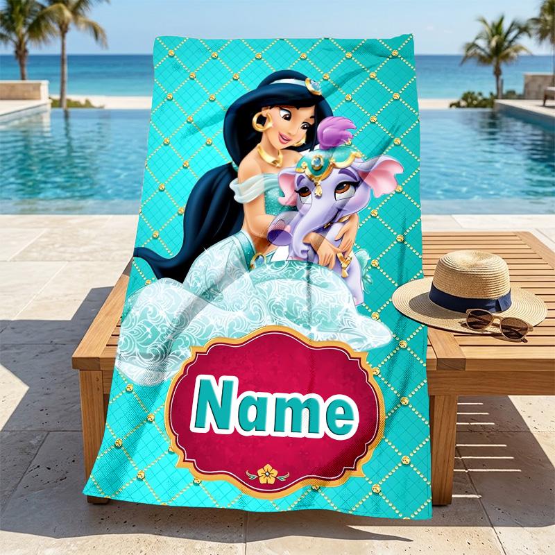 Custom Name Princess Fantasy Stylish Digital Printing Beach Towel Quick‑Drying Absorbent Blanket for Beach Pool Gym Travel