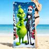 1Pc Christmas Grinch Jack Beach Towel, Quick Dry, Multi-Use for Beach Pool Gym Yoga Home Travel, Christmas, Halloween, Xmas Gift S662