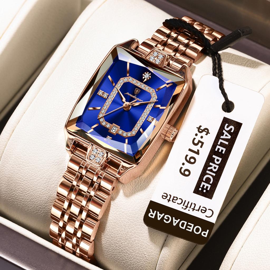 POEDAGAR Trendy Luxury Women Watch Waterproof Date Ladies Wristwatch Stainless Steel Exquisite Elegant Quartz Watches For Women