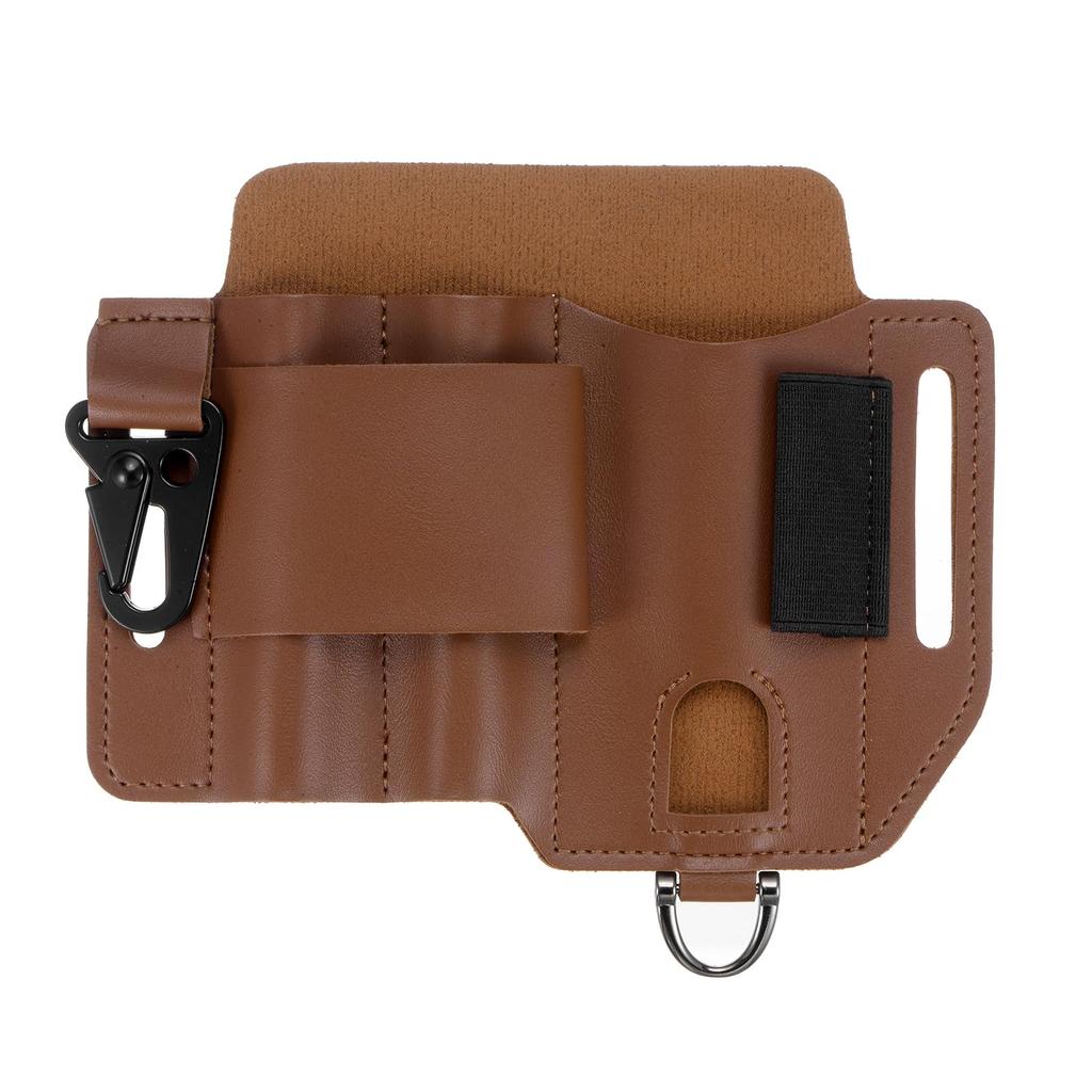 Uxcell Multi Tool Sheath EDC Pocket Organizer X PU Leather Large Capacity Leather EDC Pocket Organizer Pen Holder for Key Fob Key Pen Flashlight Multi