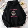 Смешные Худи 'Я Буквально Просто Девушка Грустный Хомяк' Весна Осень Зима Повседневные Худи Толстовки Мужские Женские