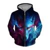 Мужская оверсайз толстовка с капюшоном на молнии с 3D принтом волка, повседневная кофта с длинным рукавом, зимняя