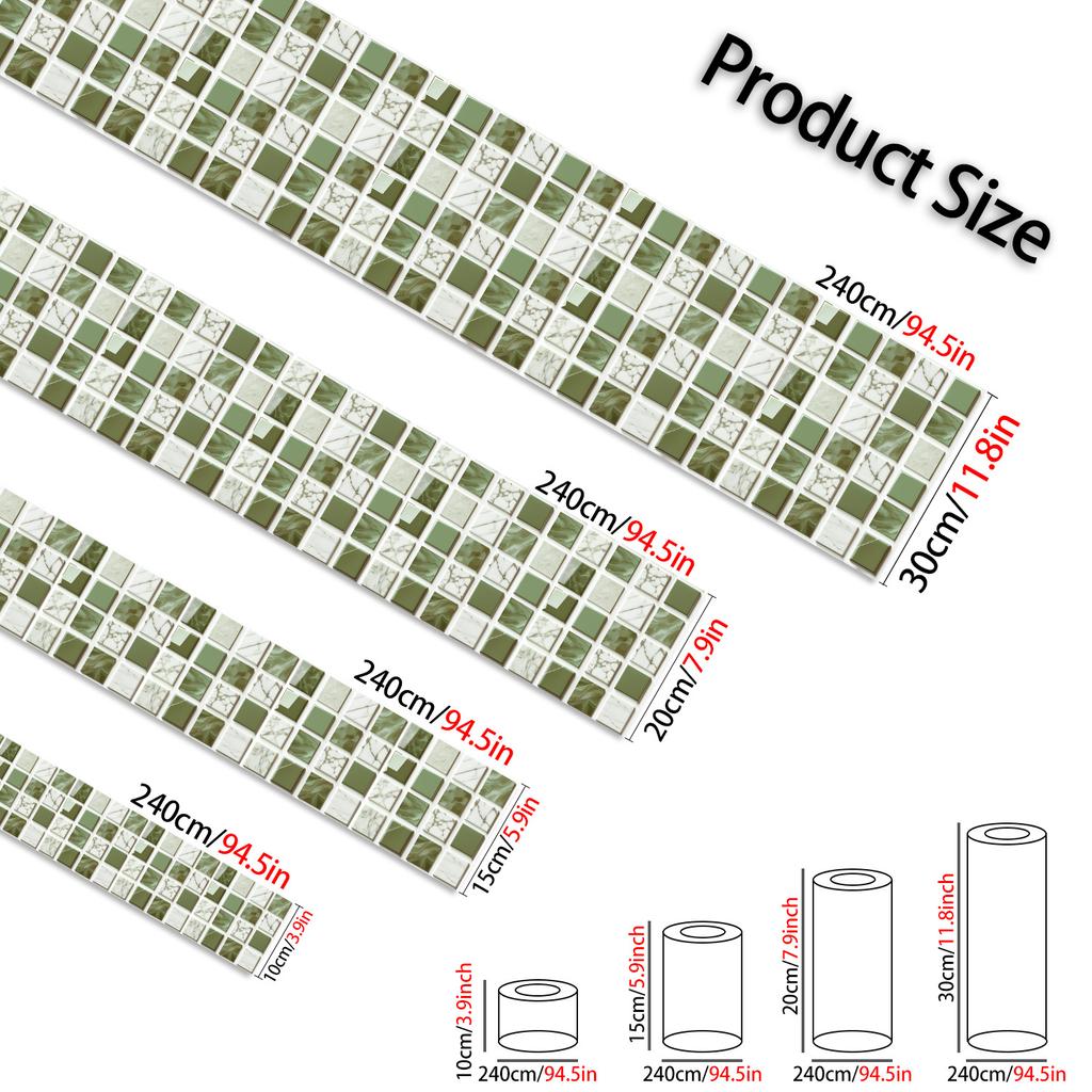 Роскошная зеленая кирпичная мозаика плинтус угловой настенный стикер ванная офис стекло линия талии домашний декор водонепроницаемый напольный волновод художественные обои