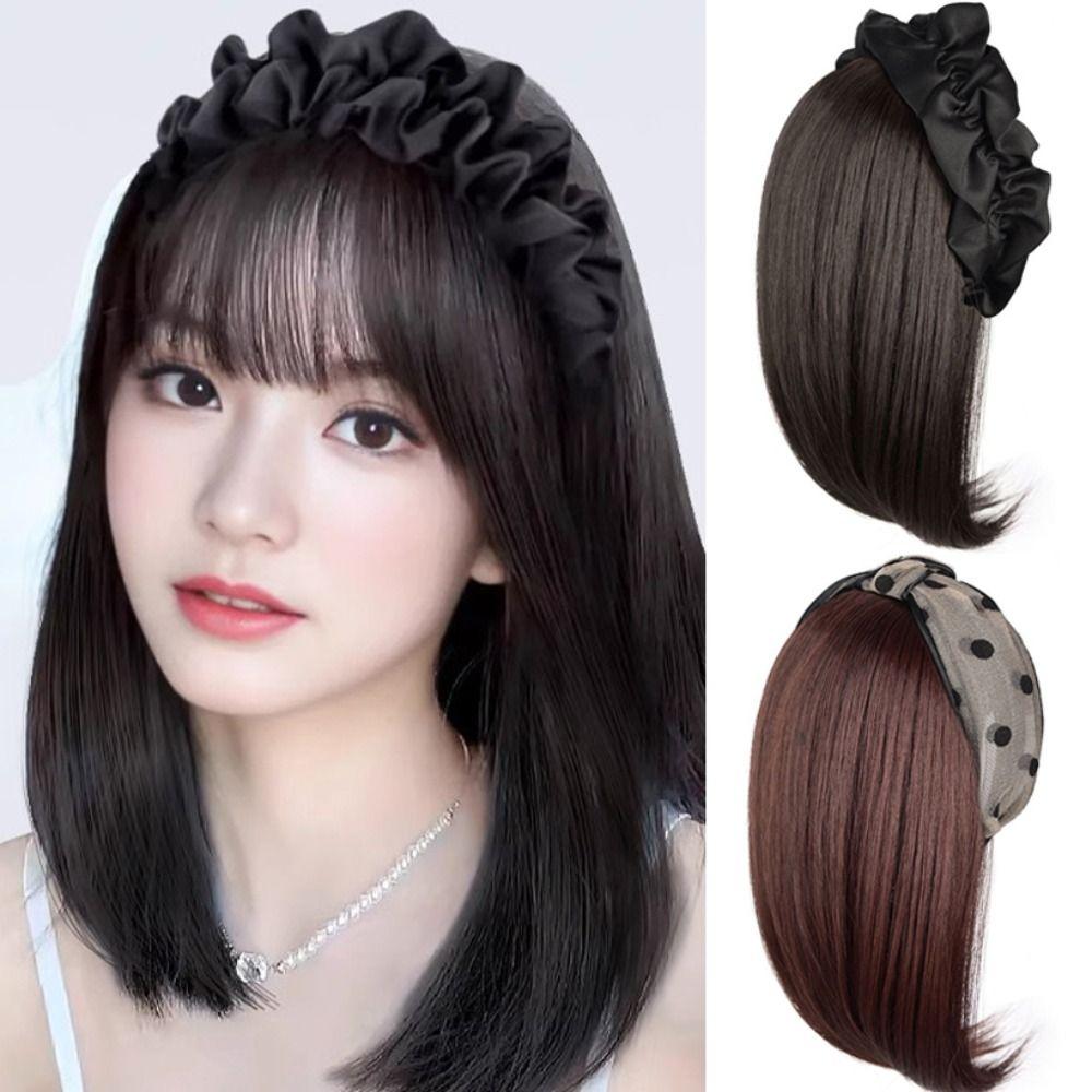 Синтетический полуободковый парик модный головной убор женский обруч для волос короткий прямой ободковый парик женский