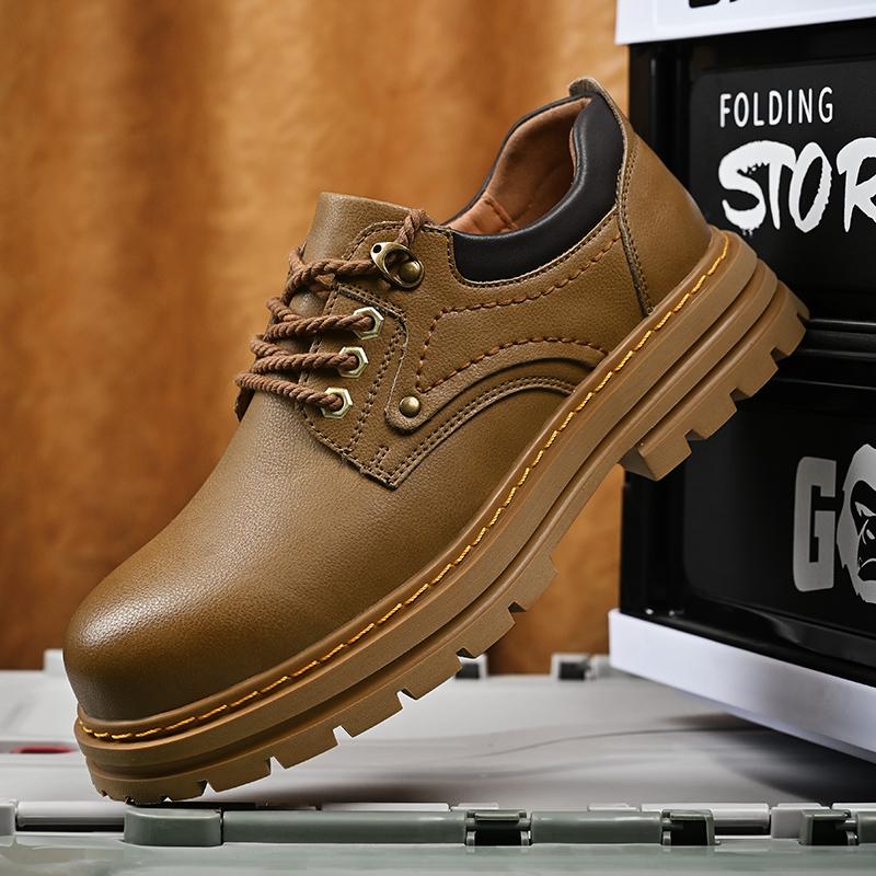 Мужская повседневная обувь из натуральной кожи с нескользящей подошвой ручной работы, водонепроницаемая, повседневная рабочая обувь для улицы