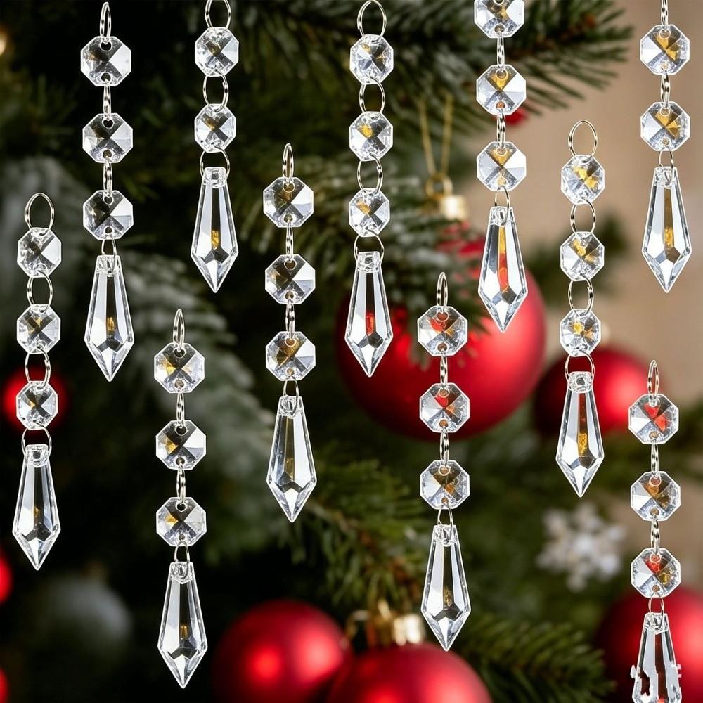 30Pcs Sparkling Christmas Snowflake Ornaments Clear Acrylic Christmas Tree Charms  Xmas Decoration