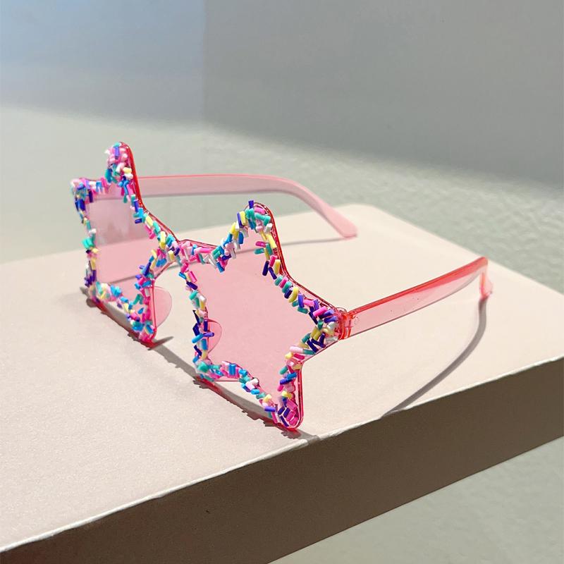 Милые солнцезащитные очки в форме звезды с блёстками Женские Стильные Пляжные Праздничные Декоративные Очки Модные Оригинальный Дизайн Солнцезащитные Очки