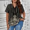 XL-7XL Plus Size V-neck Plus Size Women's Short Sleeved T-shirt with Geometric Heart Pattern Print Tee Tops