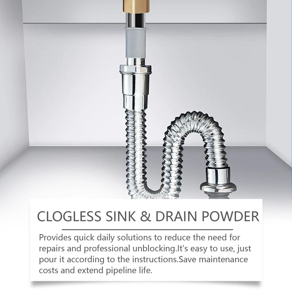 6PCS/BOX Drain Unclog Powder Clog Remover for Kitchen Sink Toilet Pipe Descaling Odor Eliminator with Lemon Extract Fast Acting