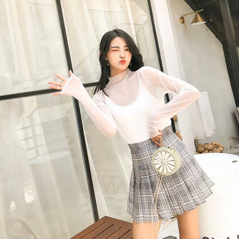 Summer Fall Women Hollow Transparent Round Neck Short Sleeve T-shirt Tops See Through T Shirt Harajuku Pullover