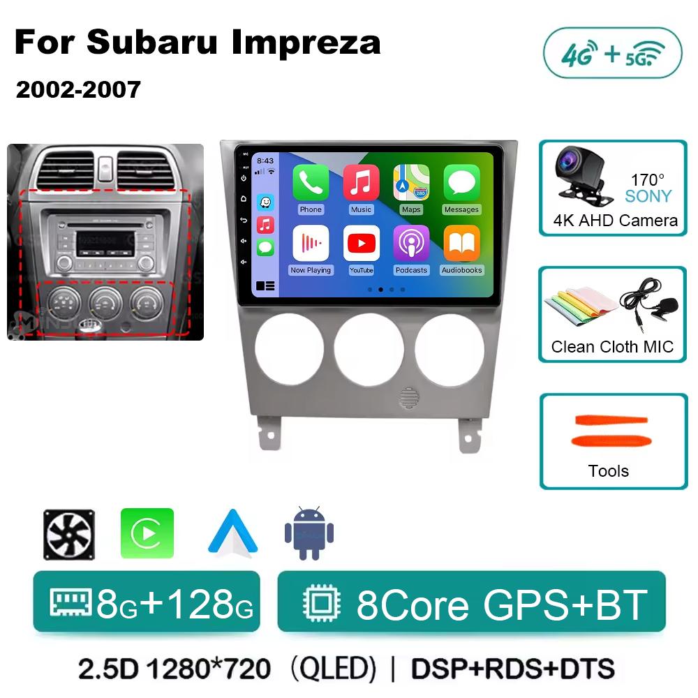 Android 14 Для Subaru Impreza GD GG 2002 - 2007 Qualcomm Автомагнитола Мультимедийный плеер Стерео Навигация GPS Беспроводной Carplay Авто