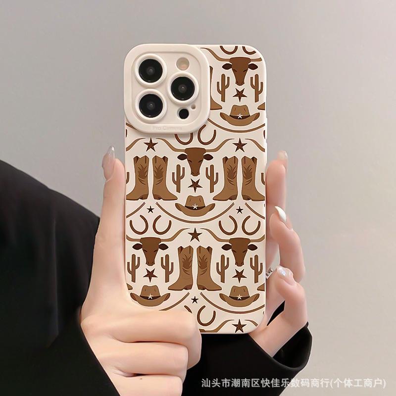 Западный джинсовый узор Apple iPhone 11/12/13/14/15/16 Pro Max чехол для телефона из ТПУ с полным покрытием 17