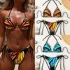 Женский треугольный комплект бикини с принтом бабочки Монарх, завязки по бокам, купальник