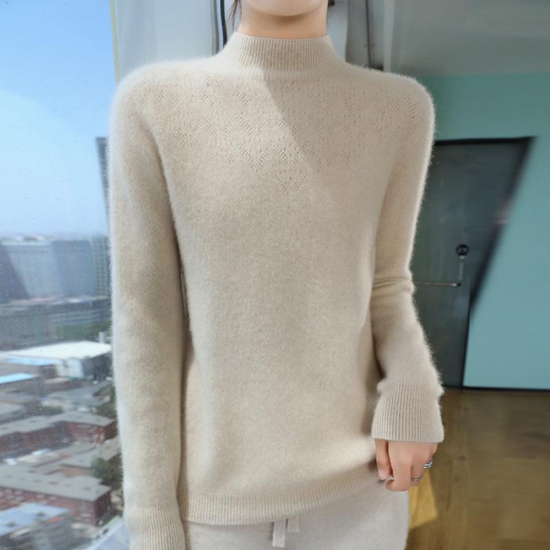 DAFIFY Женская мода повседневная осень-зима однотонный принт длинный рукав полуводолазка свитера