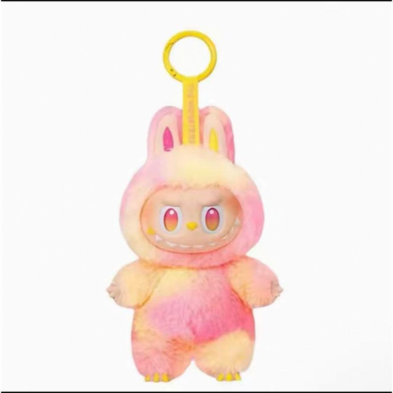 The third-generation rubber-lined labubu plush toy figurine, macaron Labubu doll pendant, small doll