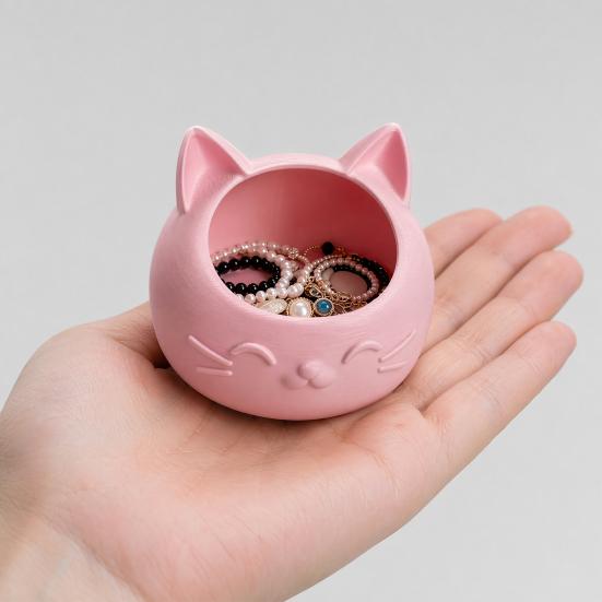 3D-печатница-подставка для ручек в виде кошачьей головы, милый настольный контейнер для хранения, контейнер с широким горлышком для мелочей, ключей, ручек, кистей для макияжа, браслетов, колец