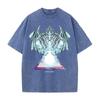 Anime YuGiOh Tshirt BlueEyes White Dragon Washed Yk T Shirt Mens Clothing Summer Short Sleeve Loose Cotton Soft Tees Tops