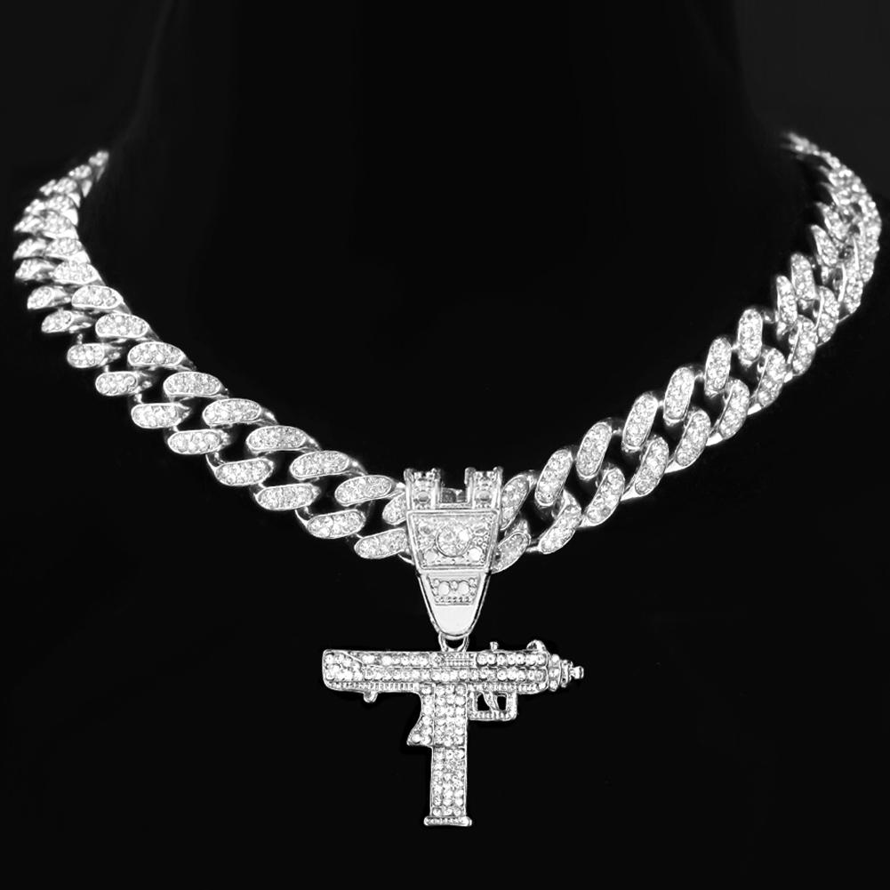 Хип-хоп Iced Out Uzi Gun кулон кубинское ожерелье для женщин и мужчин 13 мм ширина Miami Cuban Link чокер ожерелья цепочка рок ювелирные изделия подарки