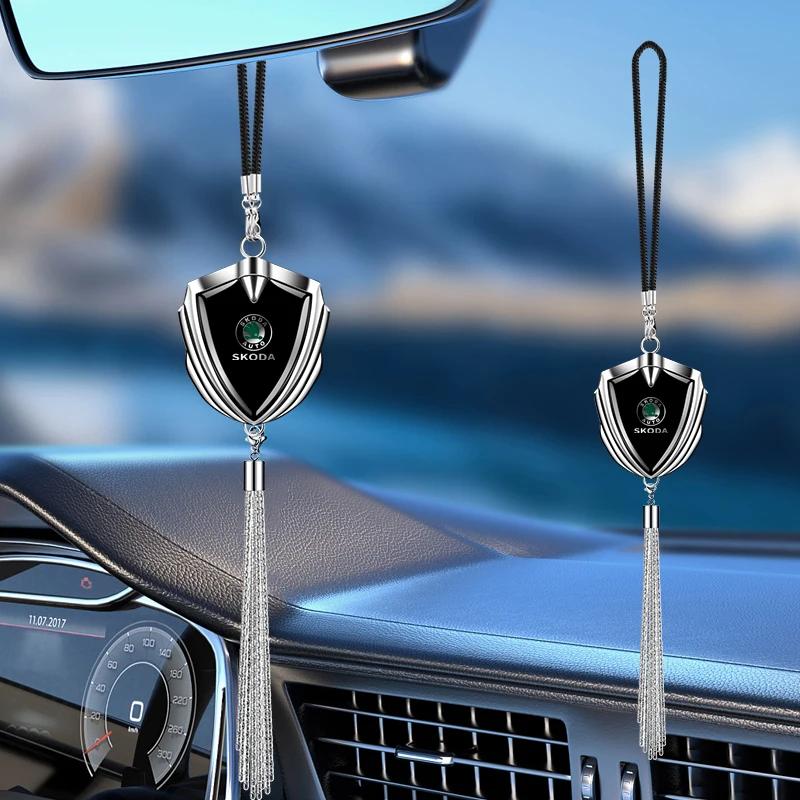 EMIW1 Car Mirror Metal tassel Pendant Auto Interior Decoration Pendant for Skoda Fabia Superb Kamiq Kodiak Yeti Karoq Octavia RS