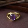Natural Amethyst Gemstone Yellow Gold Ring, Solid 925 Sterling Silver Ring, Designer Ring, Statement Ring, Women Ring