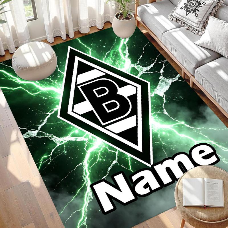 Custom Name Personalized Borussia Monchengladbach Print Carpet, Versatile Home Decor Rug, for Playroom, Apartment, Balcony, Entryway, Hallway Gift