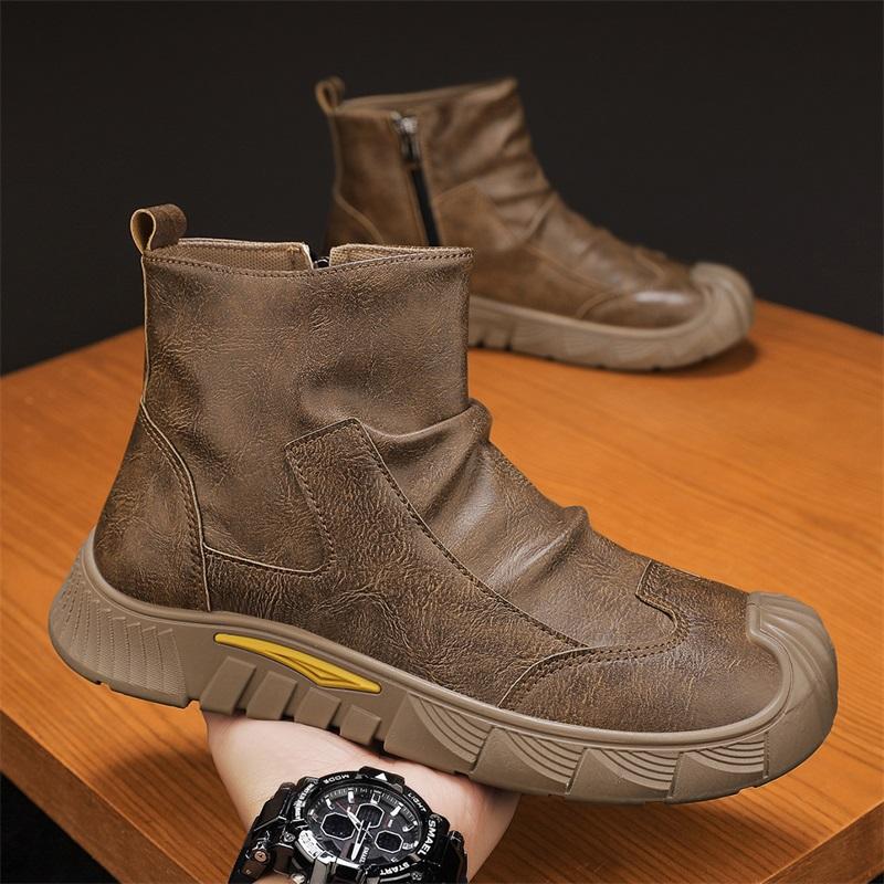 Fashion Boots Men Shoes Casual Shoes Classics Ankle Boots High Slip On Office Ventilate Versatile Motorcycle Boots Men Casual Sneakers