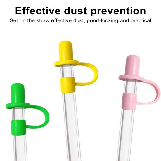 6Pcs Silicone Straw Cover Cap Reusable Straw Accessories Dustproof Tip Lids Food-Grade Easy To Clean Straw Cover Topper for Cup Tumblers