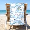 proof beach towel with a Sanrio Cinnamoroll1 pattern - soft,absorbent,quick-drying,machine washable - perfect for swimming,camping,bathing