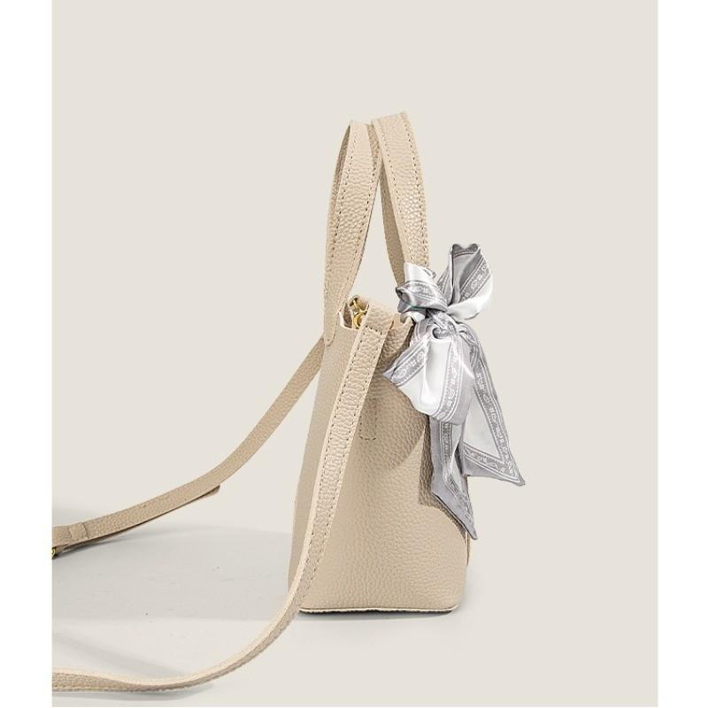 IELGY Fashion Silk Scarf Portable Bucket Bag, Texture Versatile Single Shoulder Crossbody