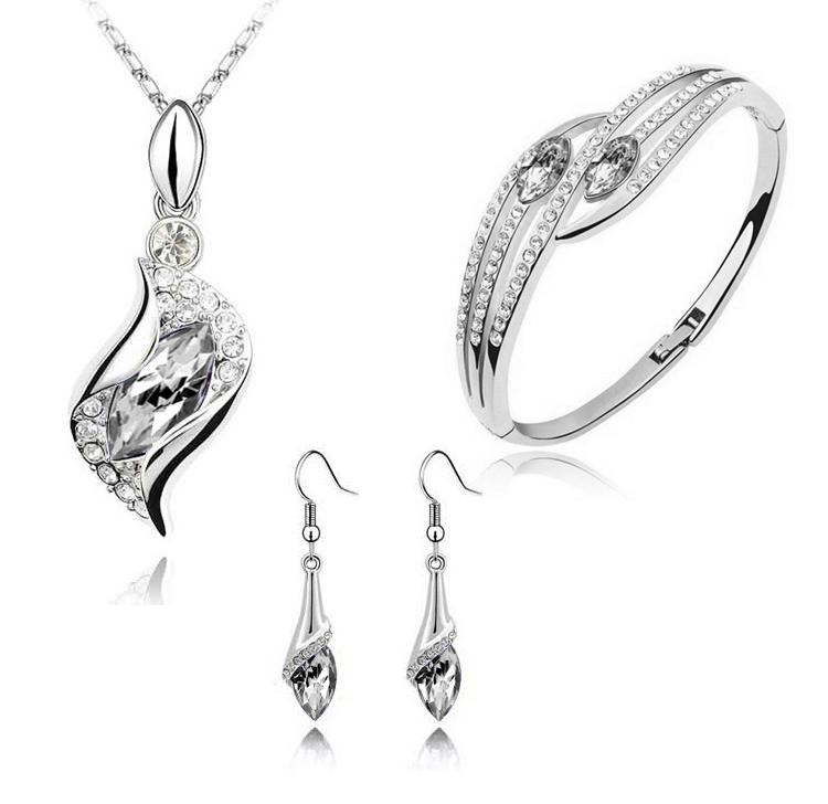 Новая Мода Кристальное Ожерелье Браслет Серьги Циркониевые Наборы для Женщин Conjuntos De Joyeria