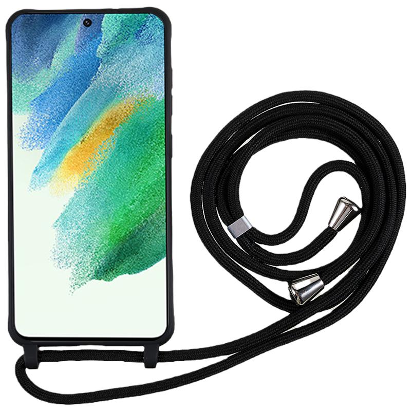 Противоударная задняя крышка для Samsung Galaxy S21 FE 5G, гибкий ТПУ чехол для телефона со шнурком