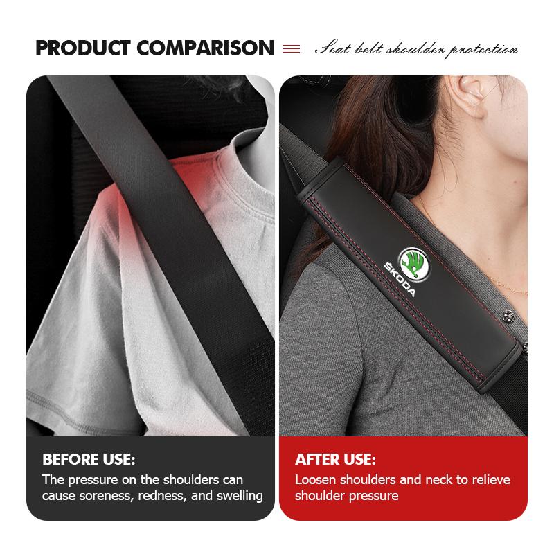 WWUH6 1/2PCS Car Seat Belt Safety Belt Shoulder Cover Auto Accessories For Skoda Octavia Superb RAPID FABIA KAMIQ KAROQ KODIAQ YETI