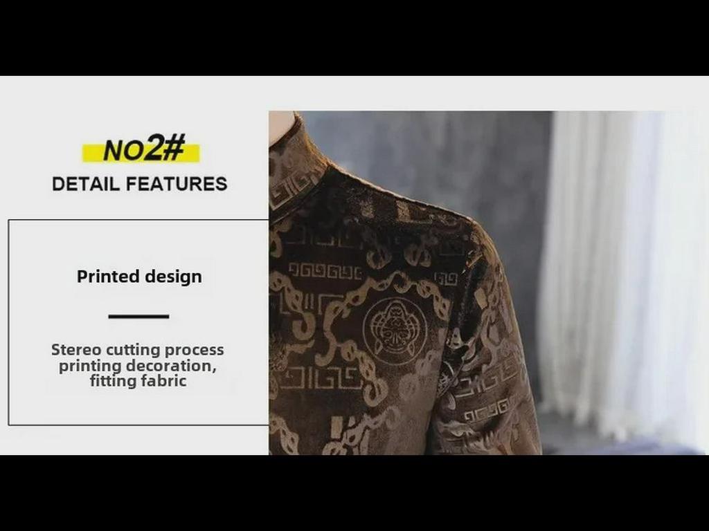 Мужская модная толстовка из золотистого бархата со средней горловиной и длинными рукавами - плотная, теплая, осенне-зимняя футболка с полувысоким воротником