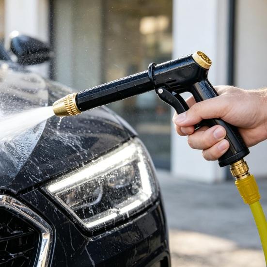 Автомойка Распылитель Высокого Давления Домашняя Мойка Автомобилей Распылитель Воды с Усиливающей Насадкой Регулируемые Режимы Распыления Насадка для Полива Сада и Улицы