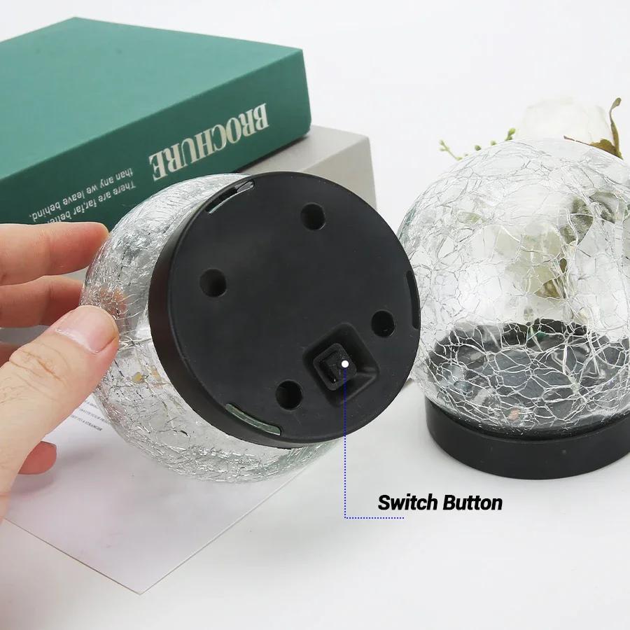 LED Solar Ground Insert Light Outdoor Waterproof Garden Garden Decoration Buried Christmas Outdoor Glass Ball Crack Light