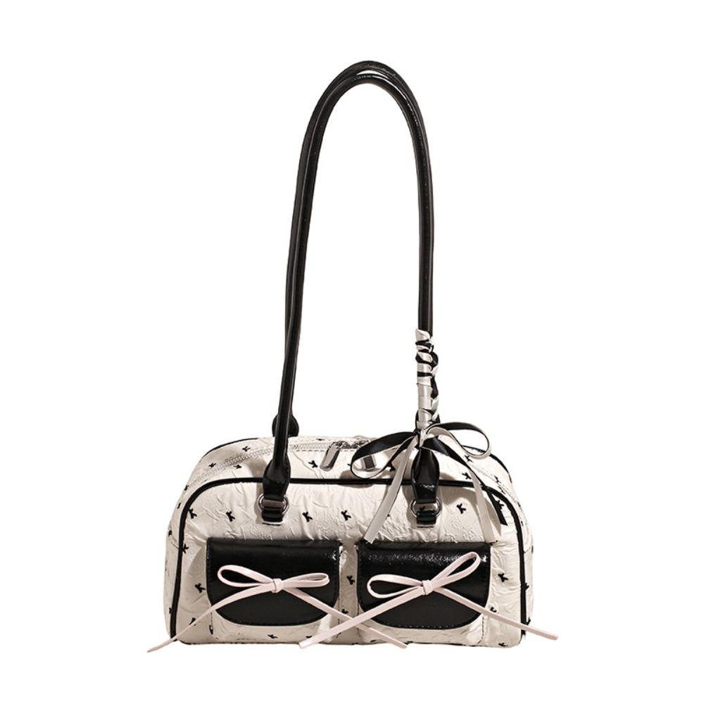 Korean Style Bow Ribbon Shoulder Bag Commuting Y2k Armpit Bag French Stick Underarm Bag Daily