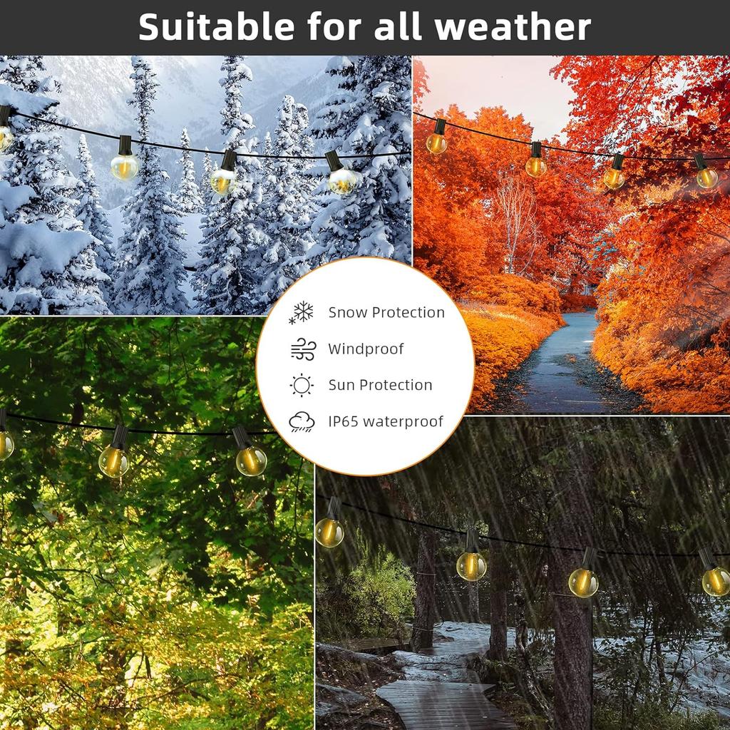 G40 уличный гирляндный светильник на солнечных батареях, светодиодные лампы для патио, солнечная гирлянда для кемпинга, садовой вечеринки, уличной террасы, украшение