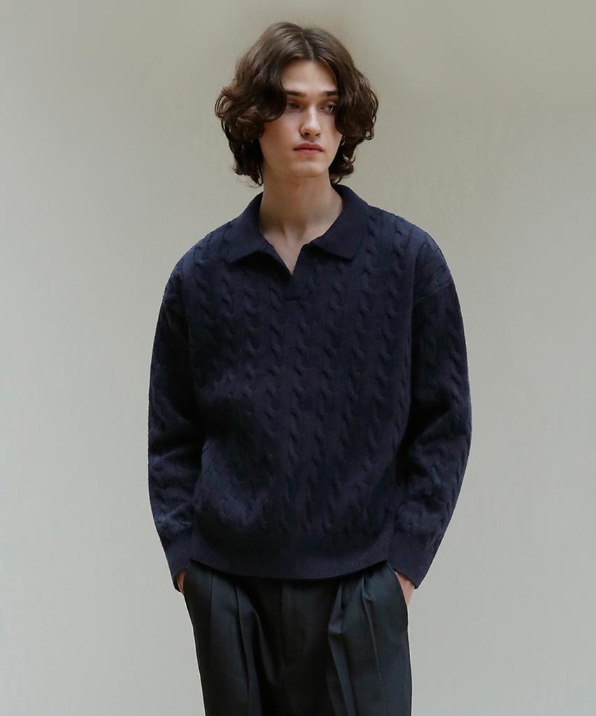 SIGNATURE [2Pack] Cable Collar Knit [2 Colors]