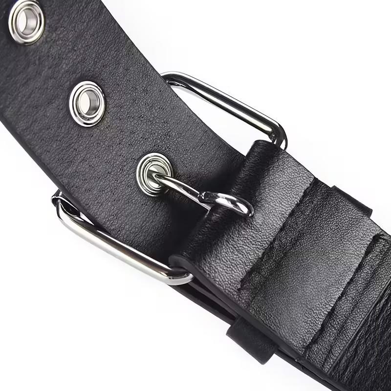 1 шт. Повседневный панк-ремень с заклепками-звездами, Y2K мода, черный ПУ, металлические заклепки-пентаграммы, готические ремни для джинсов, юбок, универсальные женские пояса